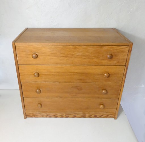 ancienne commode en bois vintage GDR (Allemagne de l'Est) design 60-70