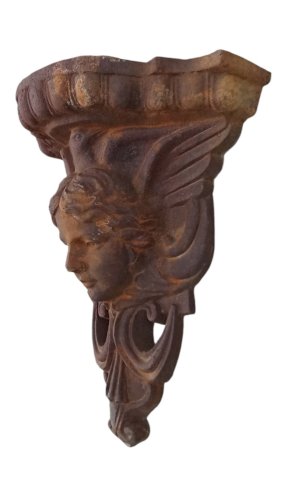 Ancienne Console  Applique Étagère Murale Fonte Décor Ange Femme Old wall shelf