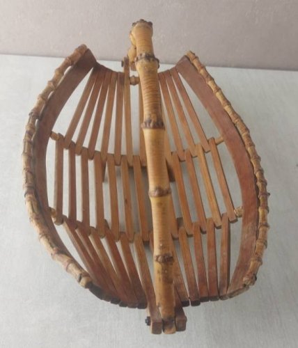 Ancienne corbeille à fruit, en bambou, vintage ^