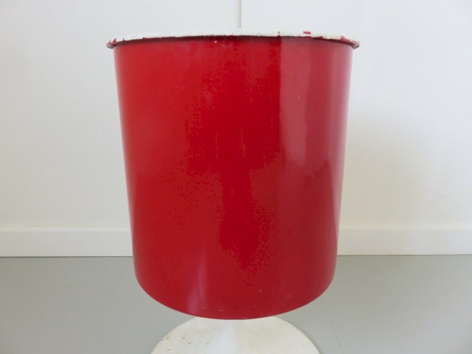ANCIENNE CORBEILLE A PAPIER EN TOLE EMAILLEE ET PIED TULIPE ANNEES 60 70 VINTAGE