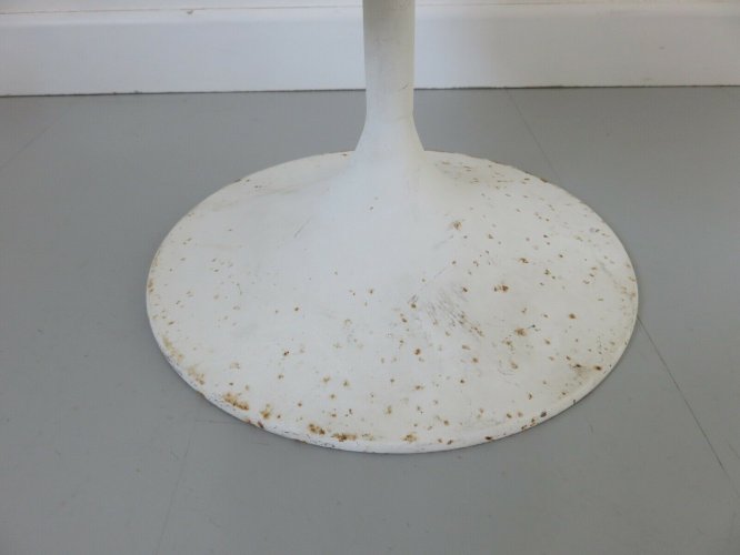 ANCIENNE CORBEILLE A PAPIER EN TOLE EMAILLEE ET PIED TULIPE ANNEES 60 70 VINTAGE