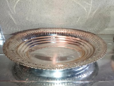 antique silver-plated metal basket stamp St. Medard in good condition