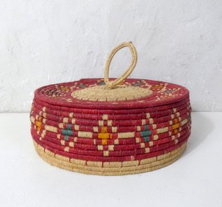 old wicker basket empty pocket storage vintage natural fibers