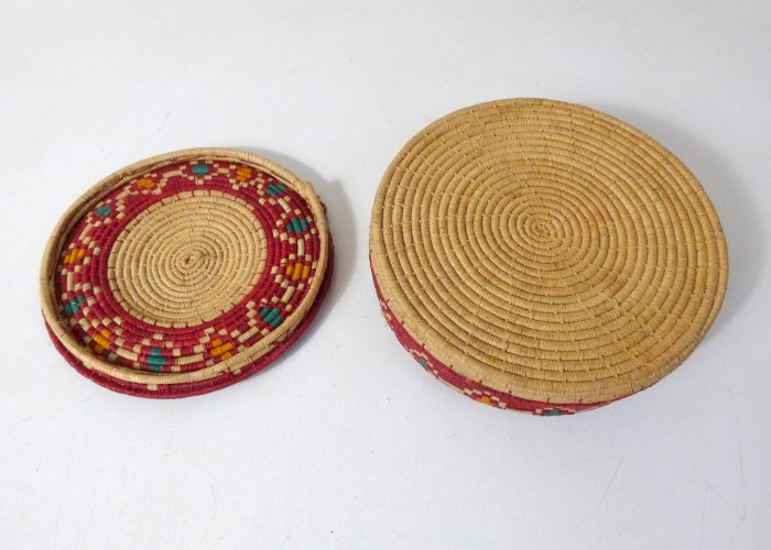 ancienne corbeille vide poche panier rotin fibres naturelles vintage