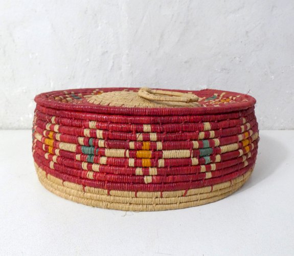 ancienne corbeille vide poche panier rotin fibres naturelles vintage