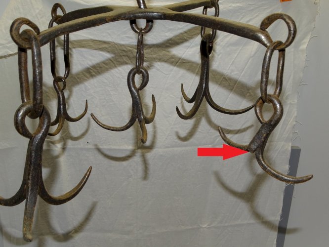 - ANCIENNE COURONNE D'OFFICE CROCHET DE PUITS CHERCHE PUITS FER FORGE déco   D