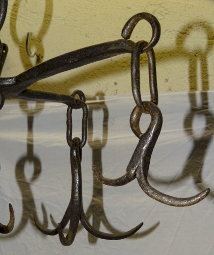- ANCIENNE COURONNE D'OFFICE CROCHET DE PUITS CHERCHE PUITS FER FORGE déco   D