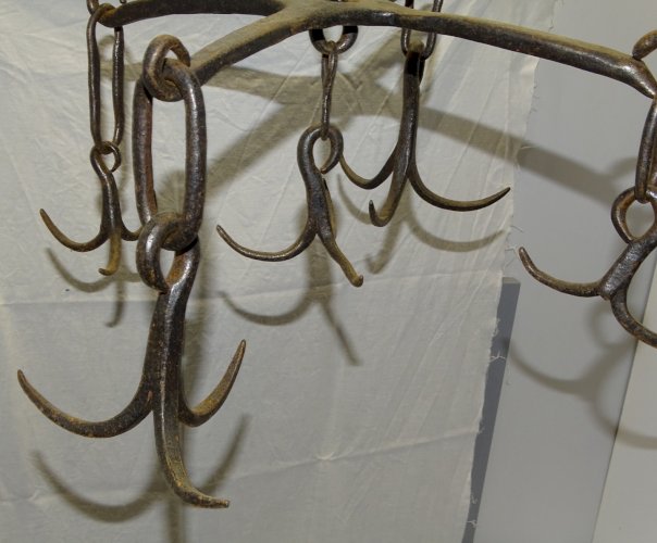 - ANCIENNE COURONNE D'OFFICE CROCHET DE PUITS CHERCHE PUITS FER FORGE déco   D