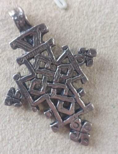 Ancienne croix copte éthiopienne, en argent ^