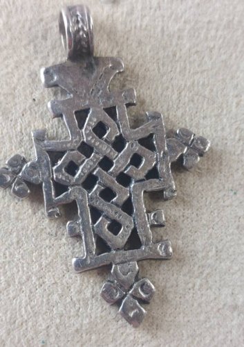 Ancienne croix copte éthiopienne, en argent ^