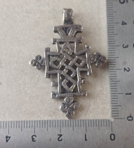 Ancienne croix copte éthiopienne, en argent ^