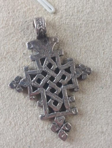 Ancienne croix copte éthiopienne, en argent ^