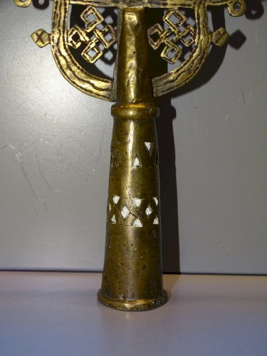 -ANCIENNE CROIX de PROCESSION ETHIOPIENNE COPTE ORTHODOXE BRONZE RELIGION   D