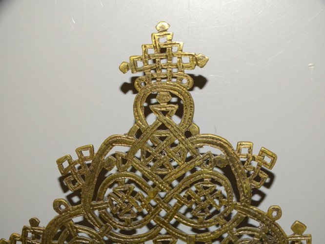 -ANCIENNE CROIX de PROCESSION ETHIOPIENNE COPTE ORTHODOXE BRONZE RELIGION   D