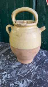 ANCIENNE CRUCHE CHEVRETTE GARGOULETTE EN TERRE VERNISSEE AVEC SON COUVERCLE N° 5