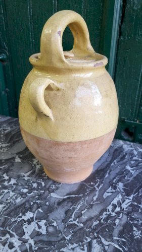 ANCIENNE CRUCHE CHEVRETTE GARGOULETTE EN TERRE VERNISSEE AVEC SON COUVERCLE N° 5