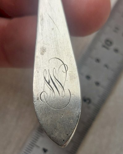 Ancienne cuillère à dessert, Altenberger en argent massif, XIXème