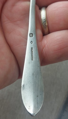 Ancienne cuillère à dessert, Altenberger en argent massif, XIXème
