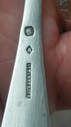 Ancienne cuillère à dessert, Altenberger en argent massif, XIXème