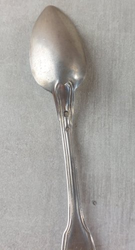 Ancienne cuillère à dessert, HC Chenaillier Henri, en argent massif, XIXème