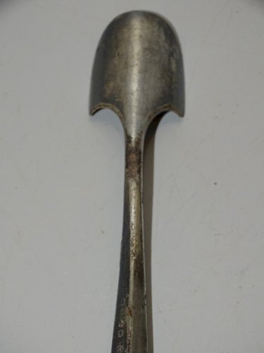 -ANCIENNE CUILLERE A FROMAGE Fer étamé Manche Chiffré M COLLECTION TABLE   D