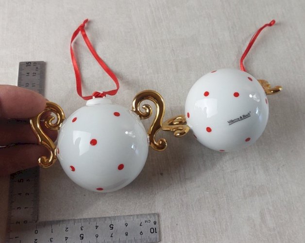 Ancienne décoration de sapin de Noël, céramique Villeroy & Boch