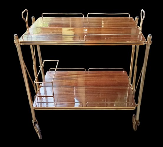 Ancienne Desserte Roulante Vintage Pliante chariot de service Années 1950