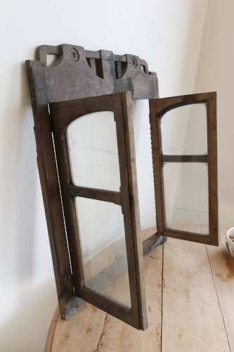 Ancienne double fenêtre de vitrine en bois