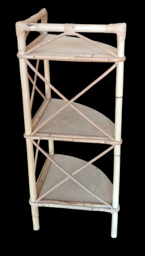 Ancienne étagère D Angle bibliothèque Rotin Vintage Old rattan bookcase shelf