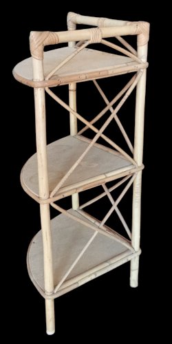 Ancienne étagère D Angle bibliothèque Rotin Vintage Old rattan bookcase shelf