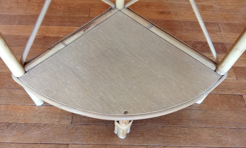 Ancienne étagère D Angle bibliothèque Rotin Vintage Old rattan bookcase shelf