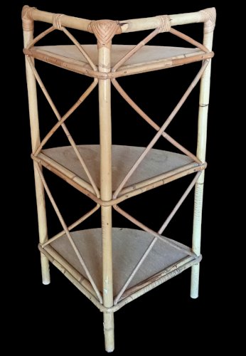 Ancienne étagère D Angle bibliothèque Rotin Vintage Old rattan bookcase shelf