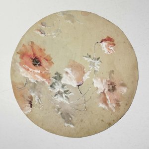 Ancienne étude de décor floral – projet pour porcelaine – Limoges – 21 cm