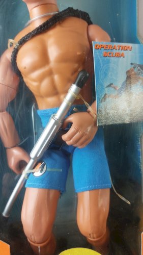 Ancienne figurine articulée, Action Man, Opération Scuba, avec boîte, Hasbro