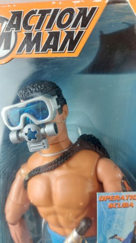 Ancienne figurine articulée, Action Man, Opération Scuba, avec boîte, Hasbro