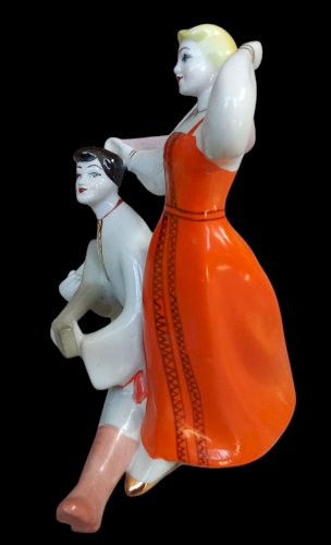 Ancienne Figurine Danseurs Ukrainien Céramique Étrangère Korosten Ukraine