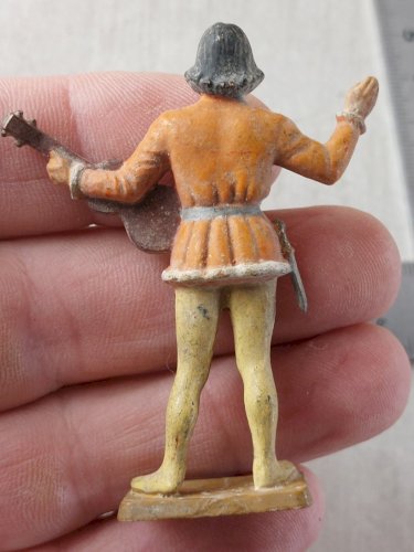 Ancienne figurine, en plastique peint, Troubadour, Moyen Age, Starlux, 1ère géné ^