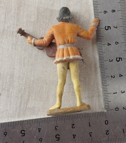 Ancienne figurine, en plastique peint, Troubadour, Moyen Age, Starlux, 1ère géné ^
