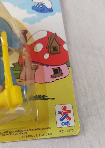 Ancienne figurine flexible, Schtroumpfs, Ceji / Peyo, sous blister, 1983