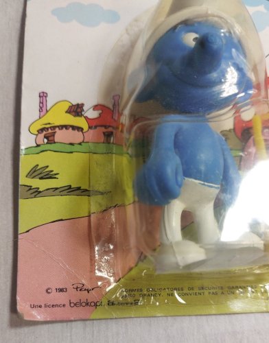 Ancienne figurine flexible, Schtroumpfs, Ceji / Peyo, sous blister, 1983