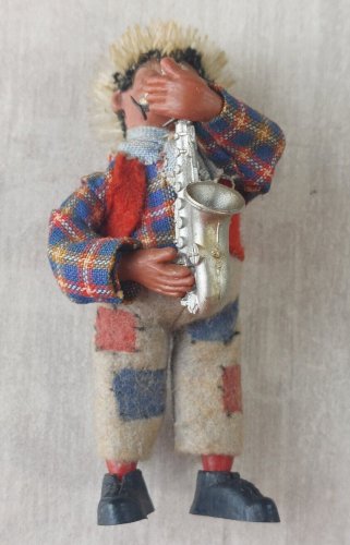 Ancienne figurine / peluche, hérisson Mecki musicien, Steiff