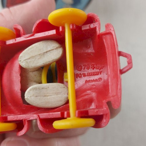 Ancienne figurine, Schtroumpf en voiture, 40210, Schleich, en boîte