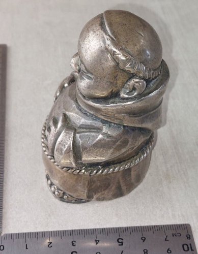 Ancienne figurine / statuette en étain, moine, Peltro Italy