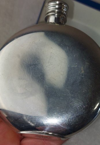 Ancienne flasque en étain, Alchemy Sheffield