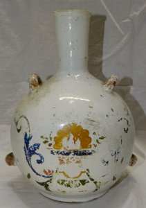 - ANCIENT CERAMIC GOURD 18th century painted decoration used ATTIC JUICE