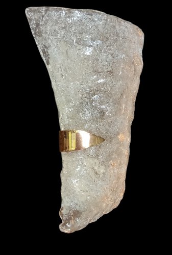 Ancienne Grande Applique Murale  Verre Glacé Murano Egon Hillebrand Design 1960