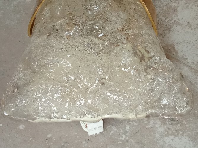 Ancienne Grande Applique Murale  Verre Glacé Murano Egon Hillebrand Design 1960