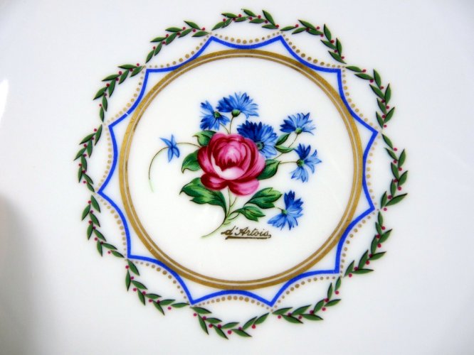 Ancienne Grande Assiette Manufacture Royale Limoges France Fleurs Médaillon Sign