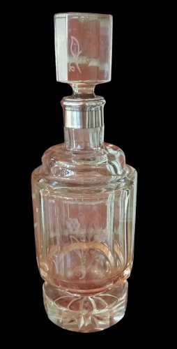 Ancienne Grande Carafe Cristal Taillé Et Argent /Art De La Table Ancien
