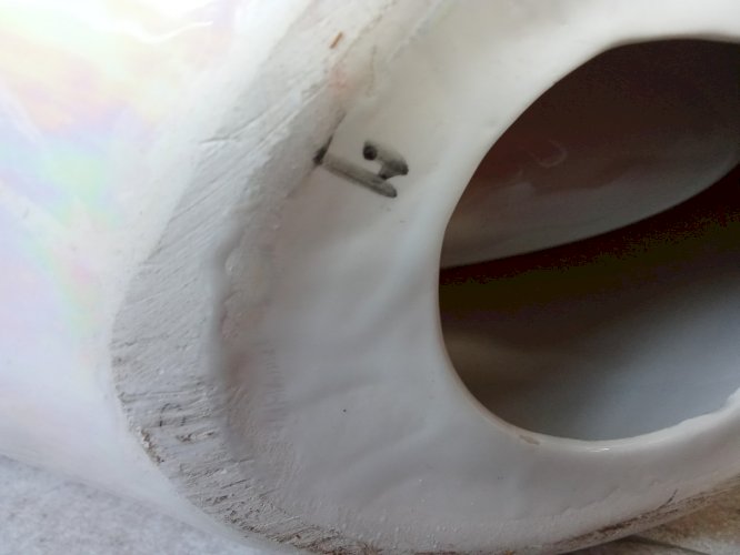 Ancienne Grande Coupe À Fruits Centre De Table Céramique Irisé Verceram